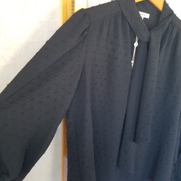 NEW Max Studio Black Neck P Bow Blouse Bishop Sleeves Size M $98 Retail - Picture 5 of 14